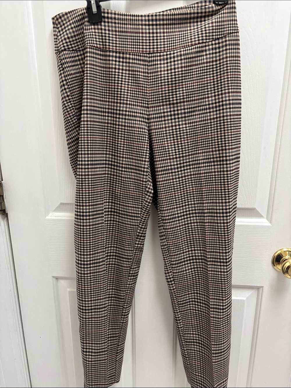 Women’s Slim Plaid Dress Pants in Brown and Black